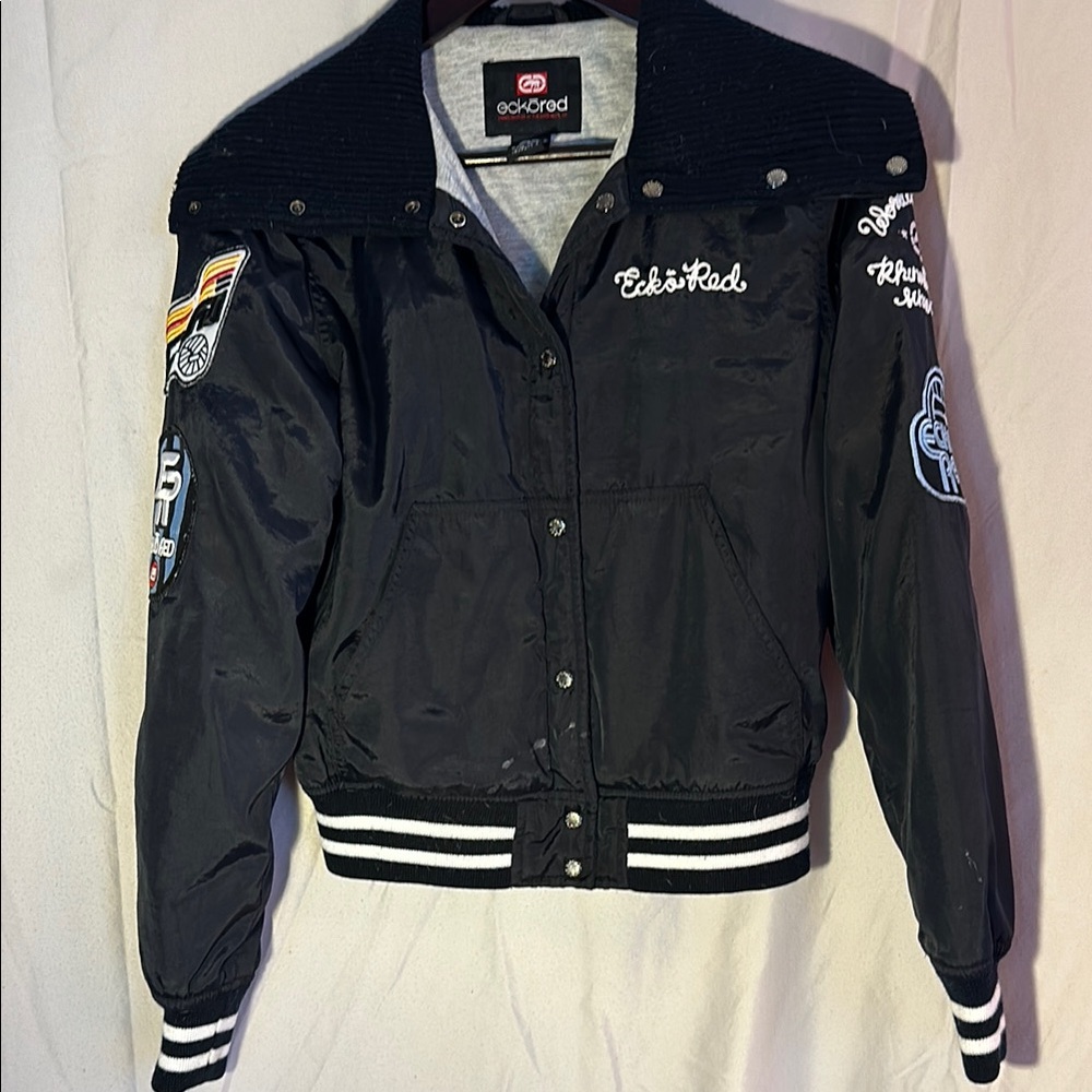 EckoRed Size Medium Unlimited Black Varsity Jacket for Women